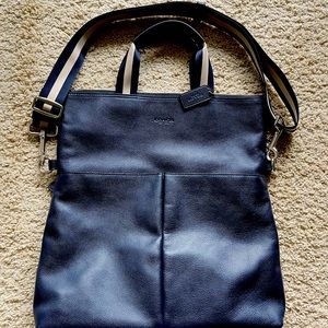 Coach Charles Foldover Tote. Midnight Leather
